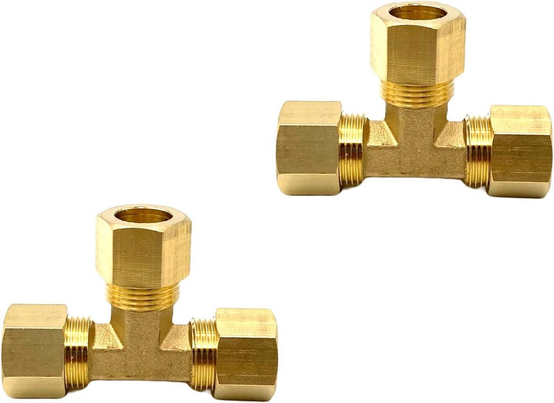 Bumugufu 2 Pcs 1/2'' Brass Elbows,1/2 Inch x 1/2 Inch x 1/2 Inch Brass Compression Tube Pipe Fitting Connector for Gas Line, Oil Pressure Gauges and Air Compressor - Image 1